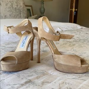 JIMMY CHOO nude suede heels 36.5